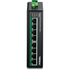 TRENDnet TI-PE80 8-Port Ethernet Switch, 8 fast ethernet PoE+ ports, 1.6 Gbps switching capacity, DIN-rail/wall mount